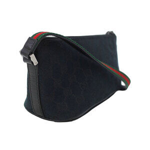 Gucci Shoulder GG Boat Baguette Black Canvas Web Bag